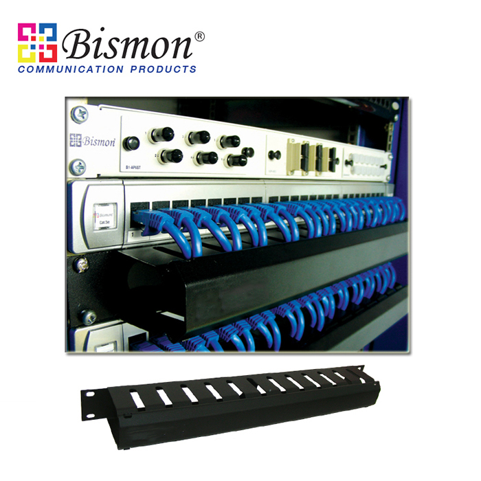 Cable-Management-Panel-with-Cover-Black-color-แผงจัดสายหน้าตู้-rack
